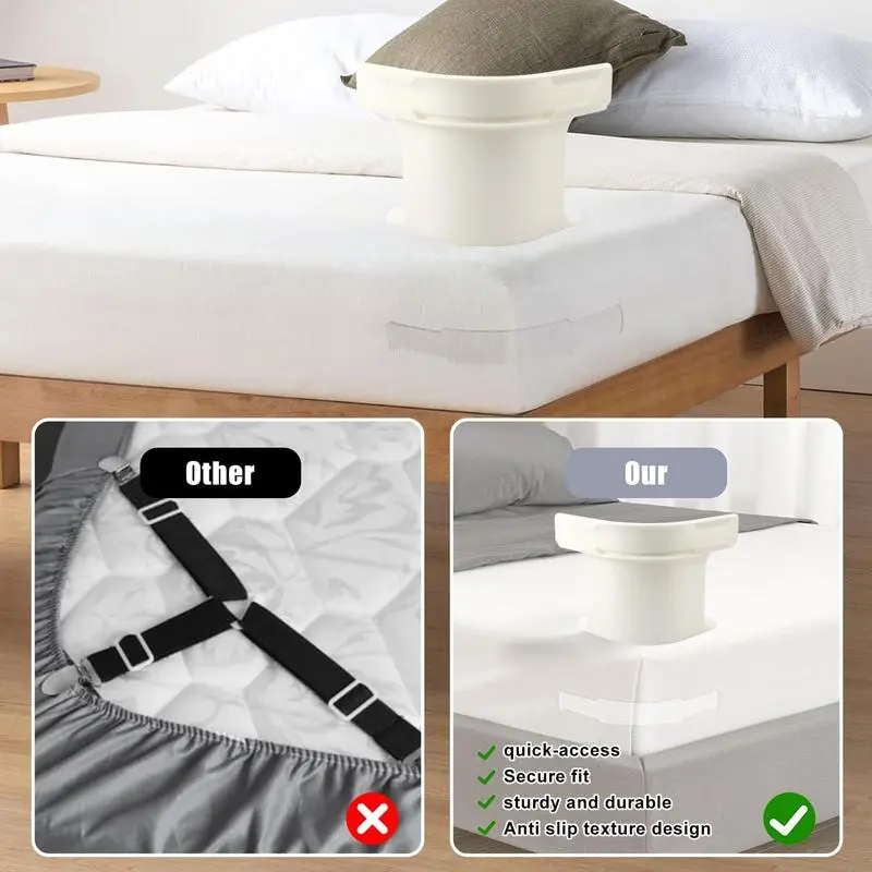 💥Special price $19.99!🔥Bed Sheet Holder with Locking Clips, Corner Fitted for All Mattress Sizes Bedsheet Clip Durable BeddingAccessories