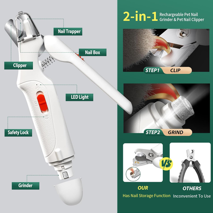 🐱Special price $19.99!🐈2-in-1 Dog Nail Grinder & Clipper for Large, Medium, Small Dogs & Cats