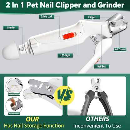 🐱Special price $19.99!🐈2-in-1 Dog Nail Grinder & Clipper for Large, Medium, Small Dogs & Cats