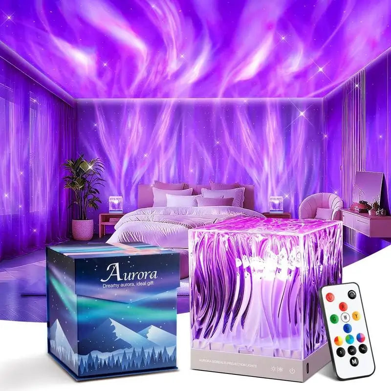 🔥🌸 One Fire Flower Lamp Ambient Lighting for Bedroom🌊💫 Cool Water Ripple Lamp — Dimmable + Remote + Timer🌌🎮 Space Projector Vibes for Teens