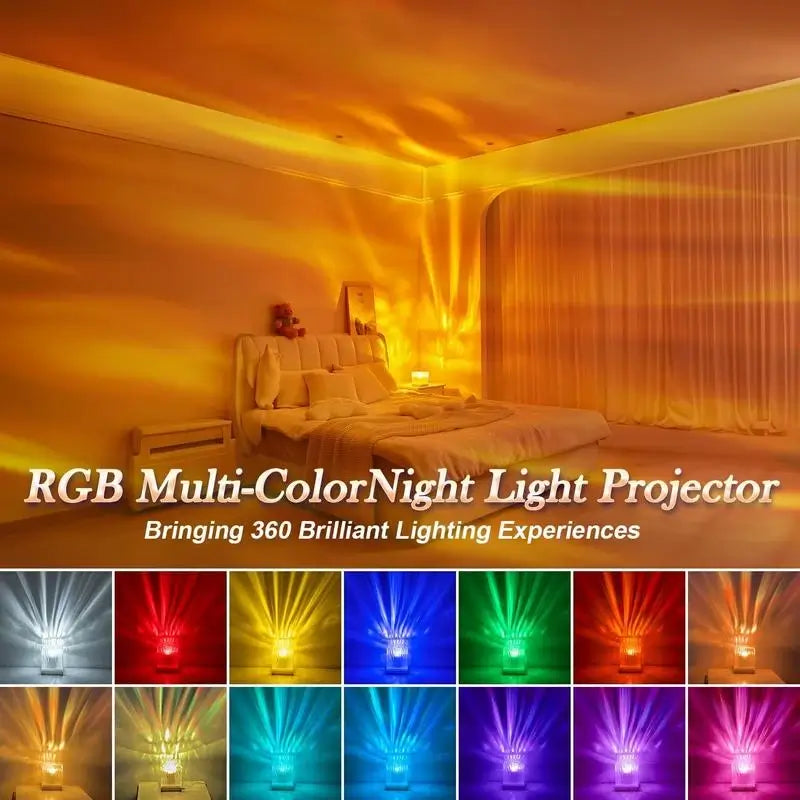 🔥🌸 One Fire Flower Lamp Ambient Lighting for Bedroom🌊💫 Cool Water Ripple Lamp — Dimmable + Remote + Timer🌌🎮 Space Projector Vibes for Teens