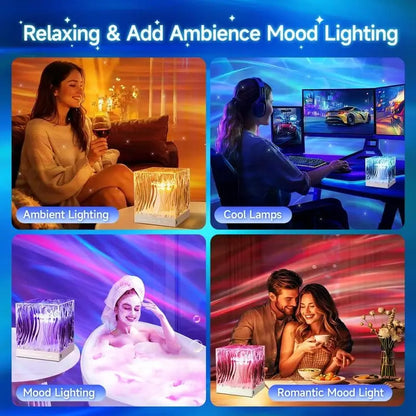 🔥🌸 One Fire Flower Lamp Ambient Lighting for Bedroom🌊💫 Cool Water Ripple Lamp — Dimmable + Remote + Timer🌌🎮 Space Projector Vibes for Teens