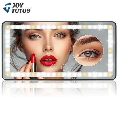 🚗✨ Car Sun Visor Makeup Mirror 💄💡 3 Rows of LED Lights | 🔆 Adjustable Dual-Color Lighting