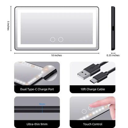 🚗✨ Car Sun Visor Makeup Mirror 💄💡 3 Rows of LED Lights | 🔆 Adjustable Dual-Color Lighting