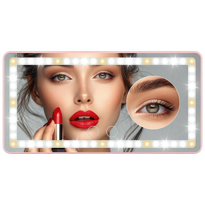 🚗✨ Car Sun Visor Makeup Mirror 💄💡 3 Rows of LED Lights | 🔆 Adjustable Dual-Color Lighting