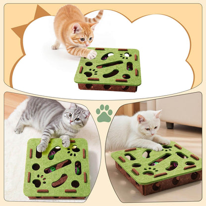 ⏰🐾【Limited Time Offer】Felt Cat Puzzle Toy with 5 Colorful Balls 🎨 Interactive Maze Box Keeps Paws Safe & Entertained 😺💫