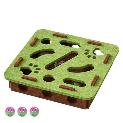 ⏰🐾【Limited Time Offer】Felt Cat Puzzle Toy with 5 Colorful Balls 🎨 Interactive Maze Box Keeps Paws Safe & Entertained 😺💫