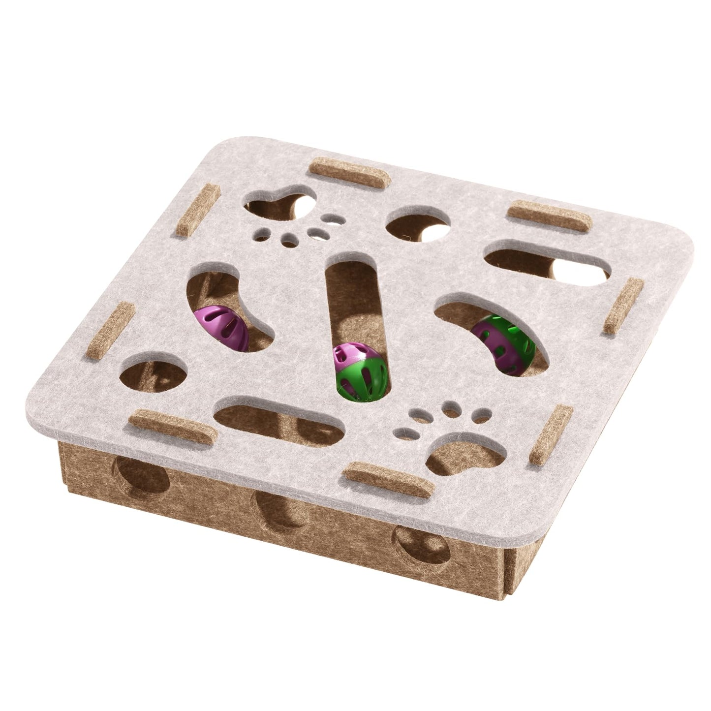 ⏰🐾【Limited Time Offer】Felt Cat Puzzle Toy with 5 Colorful Balls 🎨 Interactive Maze Box Keeps Paws Safe & Entertained 😺💫