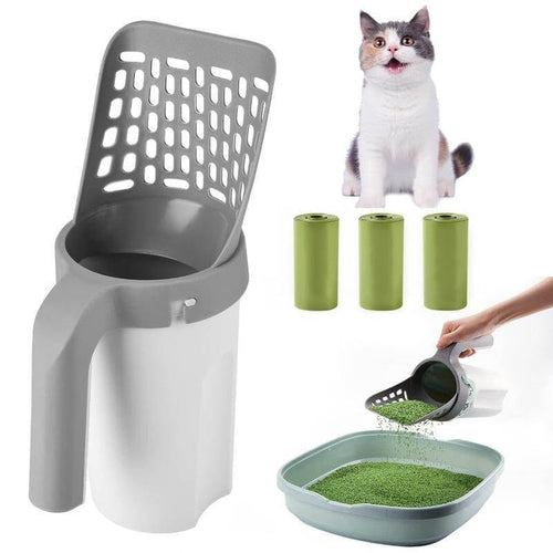 🐾【Deals For You】Cat Litter Scooper with Holder 🧹 Large Capacity Shovel + 45 Refill Bags (3 Boxes of 15) 🐱✨
