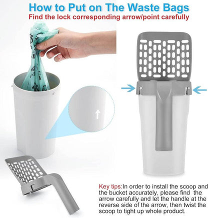 🐾【Deals For You】Cat Litter Scooper with Holder 🧹 Large Capacity Shovel + 45 Refill Bags (3 Boxes of 15) 🐱✨