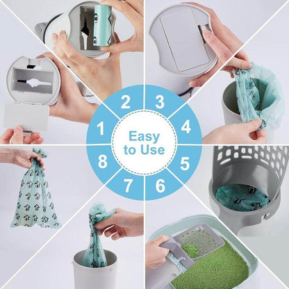 🐾【Deals For You】Cat Litter Scooper with Holder 🧹 Large Capacity Shovel + 45 Refill Bags (3 Boxes of 15) 🐱✨