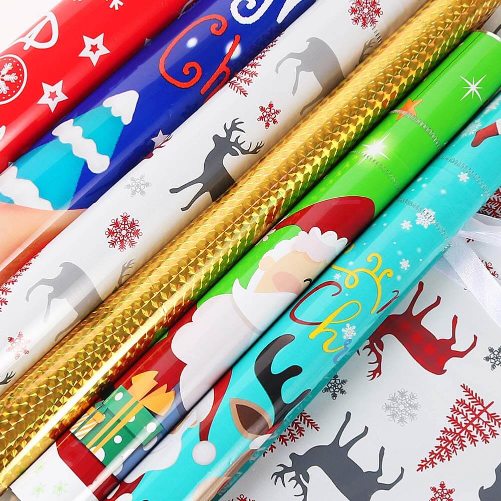 🎅Package Holiday Drawstring Gift Bags, 30pcs Christmas Foil Gift Wrapping Sacks Pouches for Xmas Presents Party Favor (Large Medium Small)