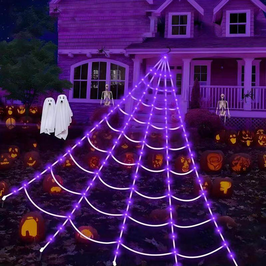 🎃✨ Purple Halloween Star Waterfall Hanging Light 💜🎄 Christmas Tree Decorative Light (Battery Required) 🌟 Garden & Party Hanging Decor 🎉 Outdoor Decorative Lights 💫