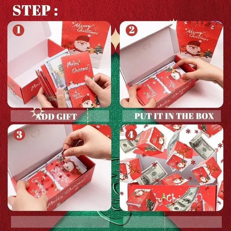🎁✨Surprise Gift Box Explosion for Money, Unique Folding Bouncing Red Envelope Gift Box with Confetti, Cash Explosion Luxury Gift Box for Birthday Anniversary Valentine Proposal🎉💰