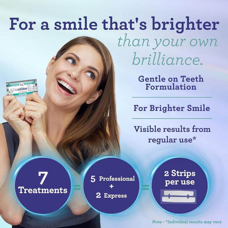 Whitening Strips, 7-day treatment (7 Packets - 2 Strips per pack)- Enamel-Safe Strips for Sensitive Teeth - Non-Slip, Dry Strip Technology