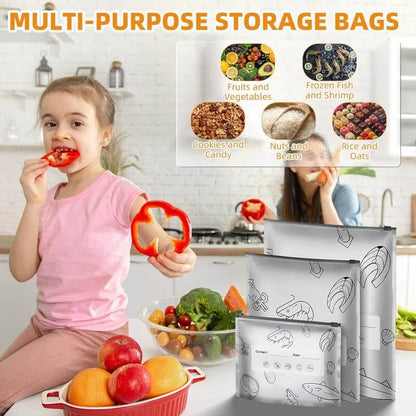 🛍️✨ Reusable Aluminum Foil Sealable Storage Bags (2025 New) 🌽🥩 Resealable Vacuum Zip Pouches | 🍎 Stand-Up Foil Bags with Label & Lock | 🍒 Freshness Made Easy