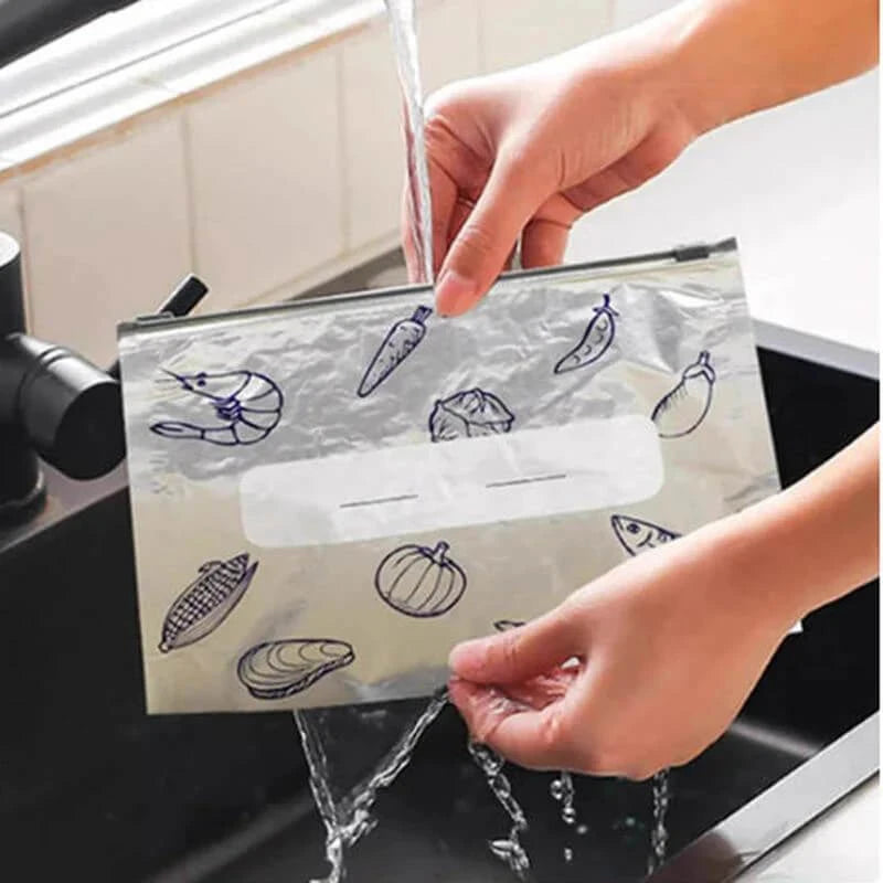 🛍️✨ Reusable Aluminum Foil Sealable Storage Bags (2025 New) 🌽🥩 Resealable Vacuum Zip Pouches | 🍎 Stand-Up Foil Bags with Label & Lock | 🍒 Freshness Made Easy