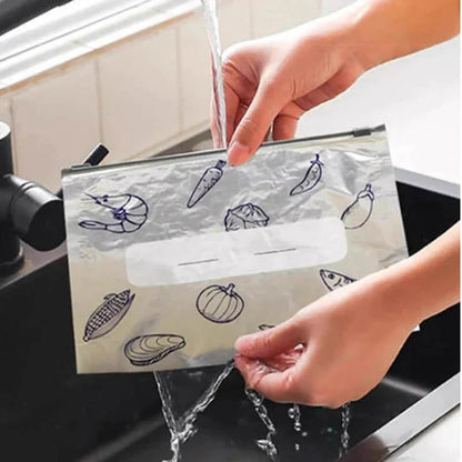 🛍️✨ Reusable Aluminum Foil Sealable Storage Bags (2025 New) 🌽🥩 Resealable Vacuum Zip Pouches | 🍎 Stand-Up Foil Bags with Label & Lock | 🍒 Freshness Made Easy