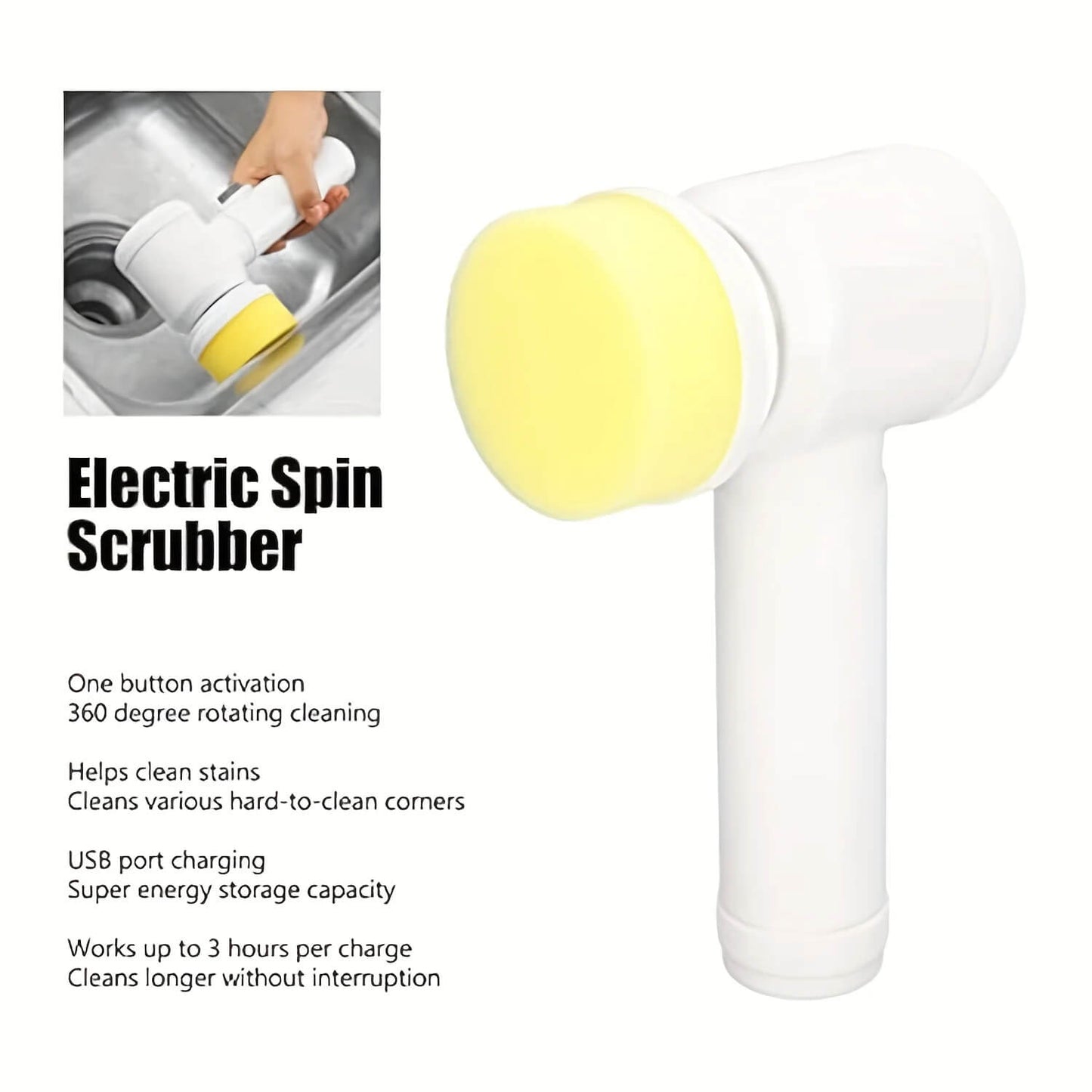 🧼 Power Spin Brush – Easy Cleaning for Bathroom, Kitchen & More