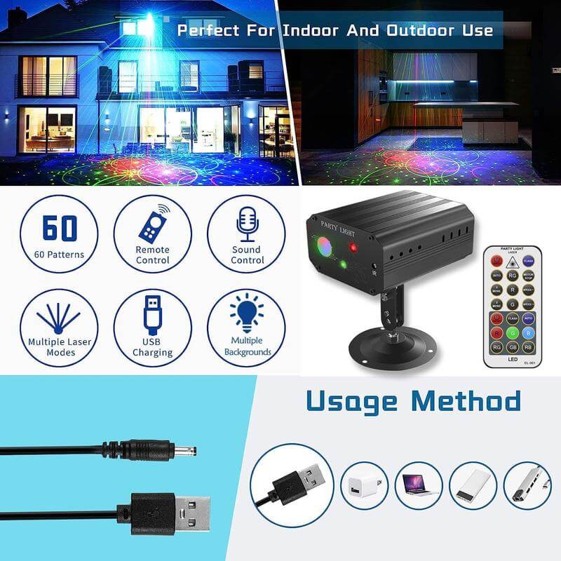 🎉✨ All-Aluminum One-Body Party Disco Light 🎶💡 With Remote Control & USB Power 🔌 Perfect for Party, Birthday, Wedding, Holiday, Christmas & Halloween 🎊🕺 Light Up Every Celebration! 🌈💥