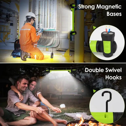 🔦💥 3000LM Work Light Flashlight — 5200mAh Rechargeable 🔋 | Magnetic Base 🧲 + Hanging Hooks 🪝 | Underhood & Garage Lighting 🚗🏚️ | Waterproof & Durable 💧 | Emergency Ready ⚡