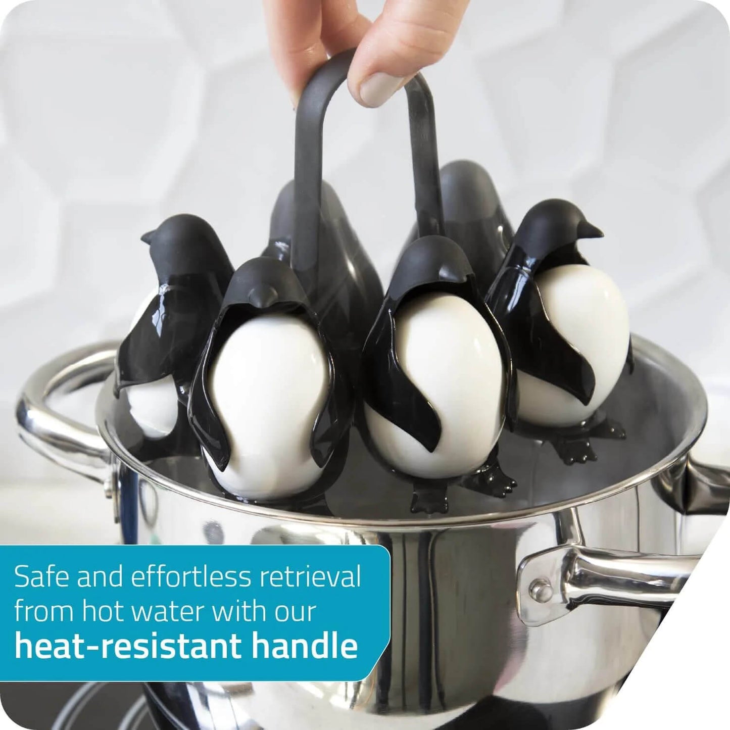🐧 Egguins 3-in-1 Penguin Egg Rack—Boil Eggs, Store Eggs, Heat-Resistant Handle Design