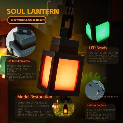 🎮✨ DIYCOM Funny Pixel Soul Lantern Night Lamp 🌈💡16-Color RGB Changing Light 🔋 Rechargeable | 🎛️ Remote Control | 🕹️ Handmade Pixel Design 🎃🎉