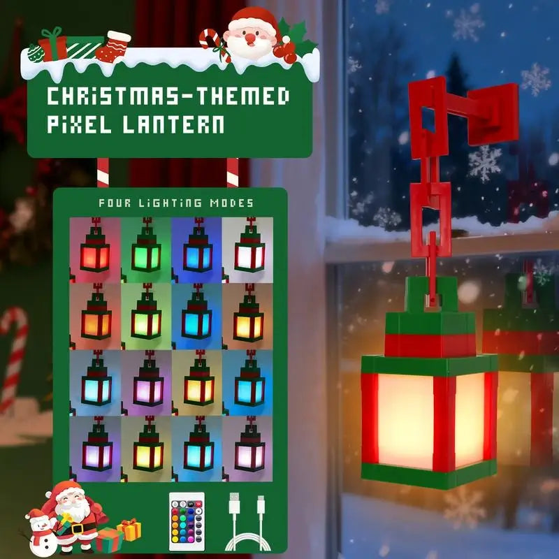 🎮✨ DIYCOM Funny Pixel Soul Lantern Night Lamp 🌈💡16-Color RGB Changing Light 🔋 Rechargeable | 🎛️ Remote Control | 🕹️ Handmade Pixel Design 🎃🎉