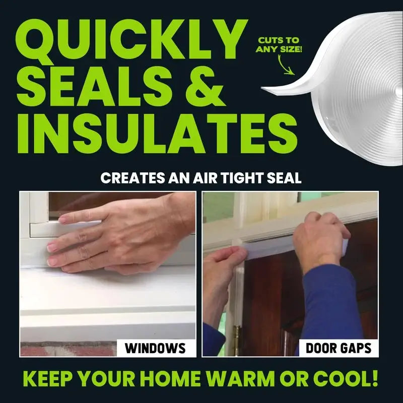 🚪❄️ Draft Seal Insulation Tape 🔒Self-Adhesive Silicone Weather Stripping 🌬️🪟 | Under-Door Draft Stopper 🚫 | Bottom & Side Sealing for Energy Saving ♻️💡