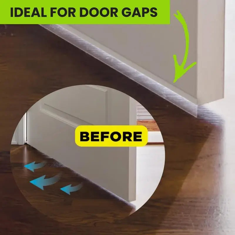 🚪❄️ Draft Seal Insulation Tape 🔒Self-Adhesive Silicone Weather Stripping 🌬️🪟 | Under-Door Draft Stopper 🚫 | Bottom & Side Sealing for Energy Saving ♻️💡