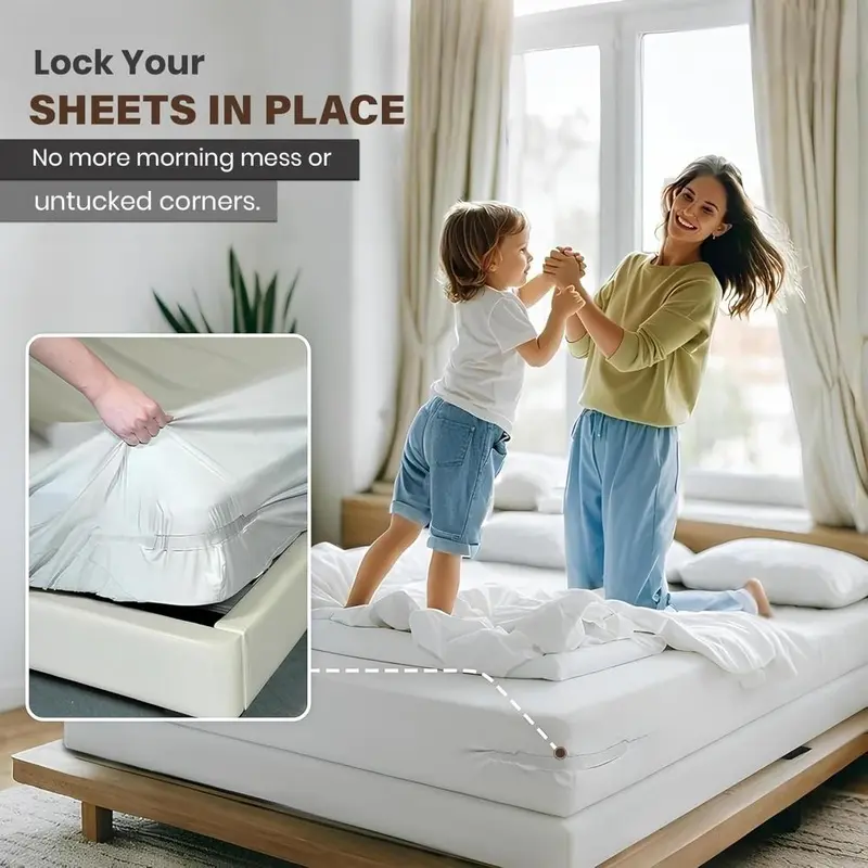 💥Special price $19.99!🔥Bed Sheet Holder with Locking Clips, Corner Fitted for All Mattress Sizes Bedsheet Clip Durable BeddingAccessories